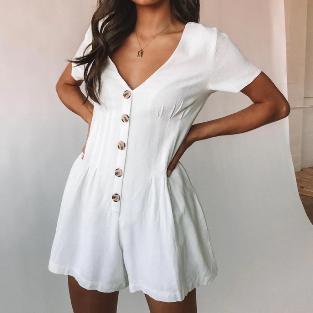 NWT Princess Polly White Adi Romper